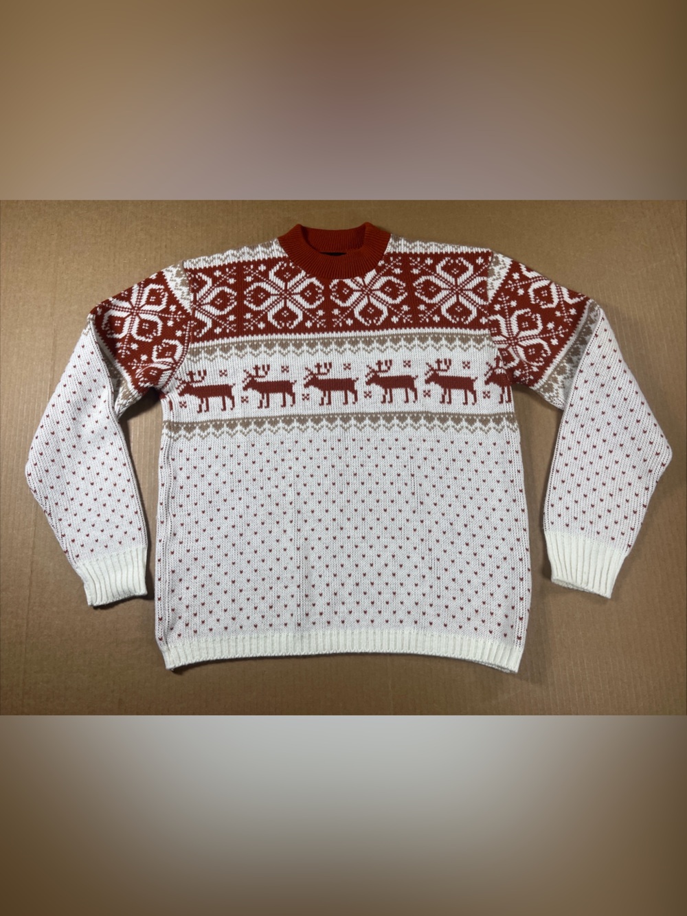 Vintage Jersild Knit Sweater Christmas Holiday Reindeer Snow Flake Made USA Sz M